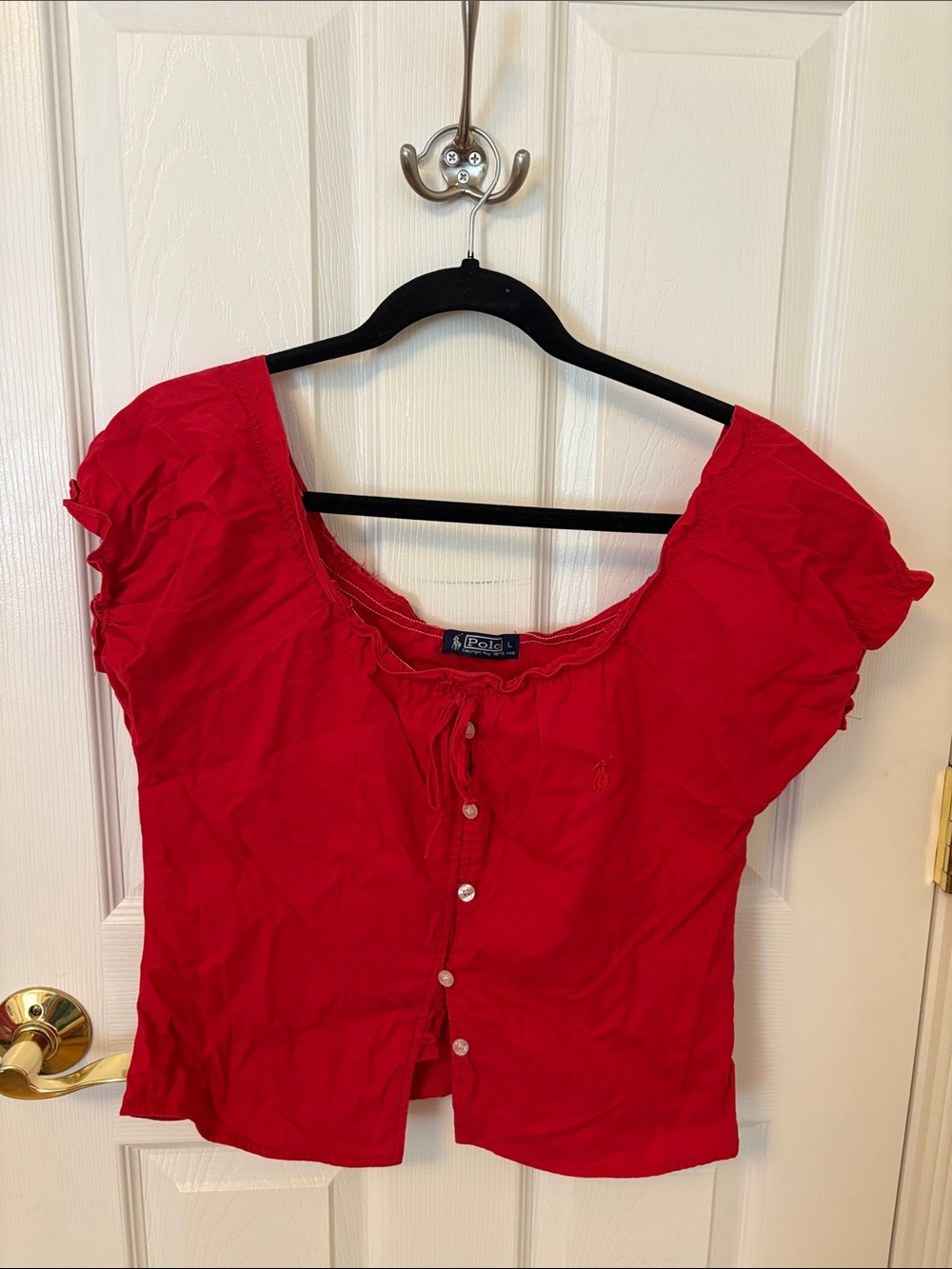 Vintage Polo by Ralph Lauren Red Short-Sleeve Peasent Top